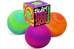 NEEDOH Nee-Doh Schylling Swirl Groovy Glob! Squishy, Squeezy, Stretchy Stress Balls Neon Yellow/Green, Orange/Pink & Purple/Pink Complete Gift Set Party Bundle - 3 Pack