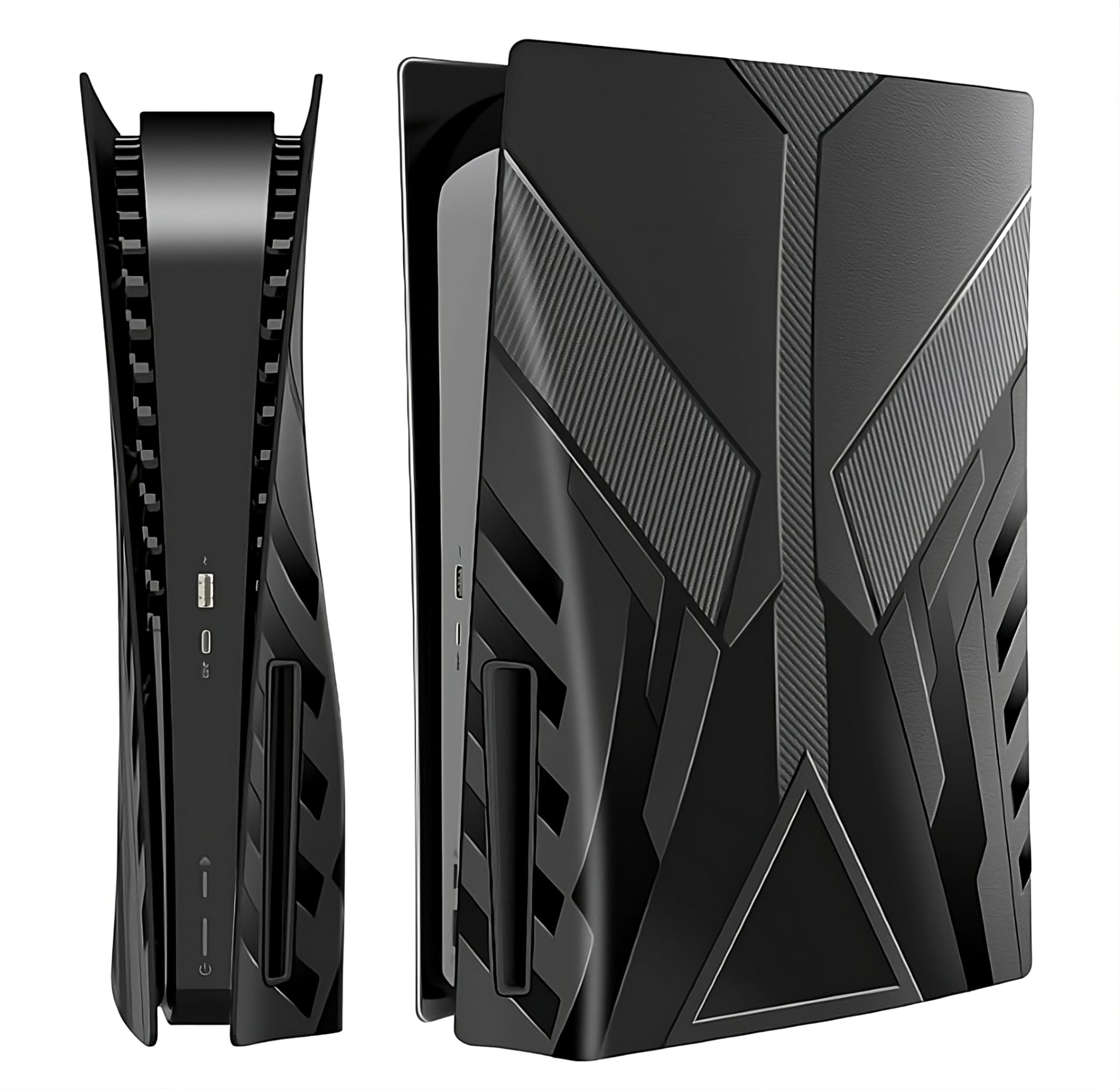 Faceplates for PS5 Disc Edition (Original Model) – Replacement Side Shell Panels, Anti-Scratch Dust-Proof Custom Design Cover Plates (Black Transformer)
