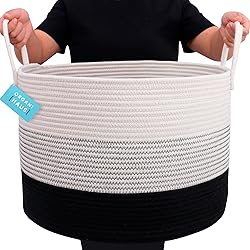 OrganiHaus Woven Laundry Basket, Large Cotton Rope