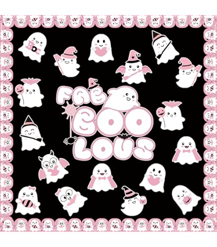 32.8 Ft Halloween Ghost & Floral Bulletin Board Border - Self-Adhesive Paper Trim For Classroom, Office, Party Decor