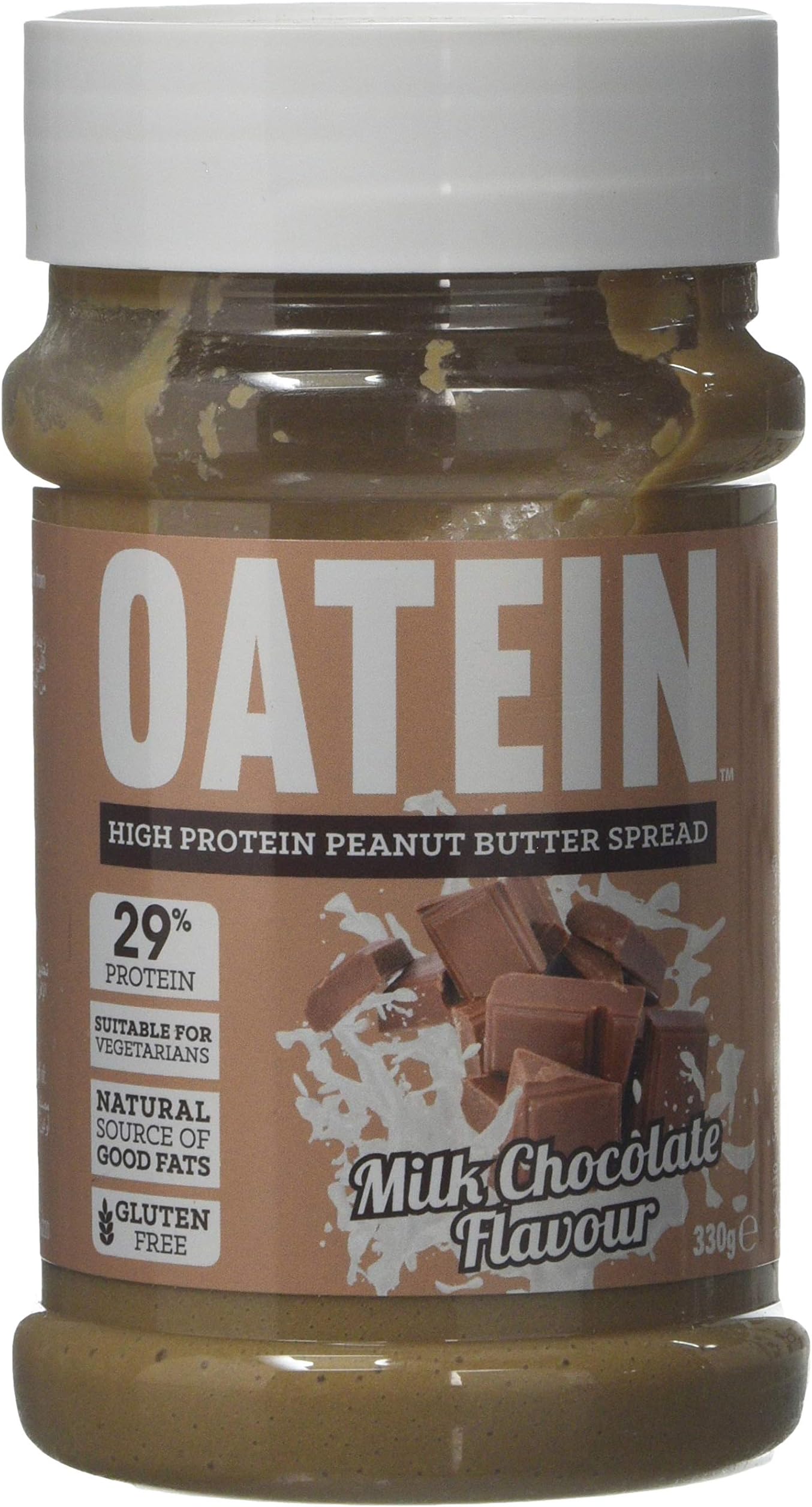 OATEIN High Protein Peanut Butter - Vegetarian Palm Oil Free Spread, Milk Chocolate