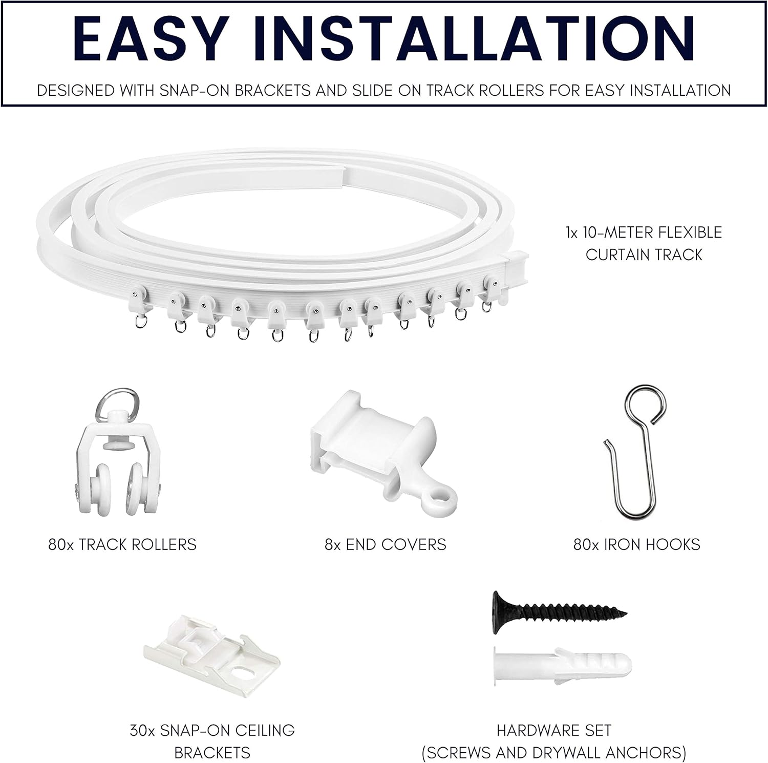 UrbanRed Flexible Ceiling Curtain Track, 10 Meters (32.8FT) Room