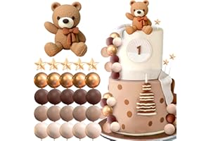 JeVenis Brown Bear Cake Decoration Beige Brown Balls Cake Topper Boho Bears Cake Cake Decoration Birthday