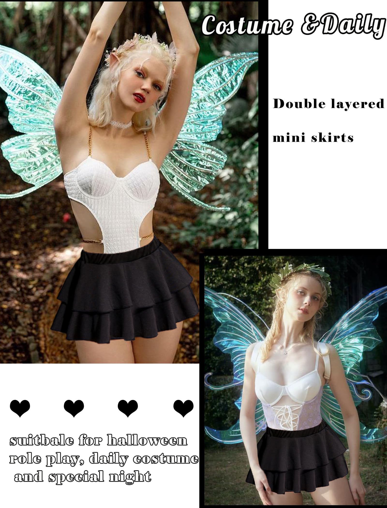 Avidlove Womens Pleated Mini Skirt Solid Ruffle Lingerie Skirts Layered Y2K Plaid Outfit for Schoolgirl Role Play XS-4XL