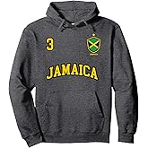 Jamaica Hoodie Number 3 Soccer Team Sports Jamaican Flag Pullover Hoodie