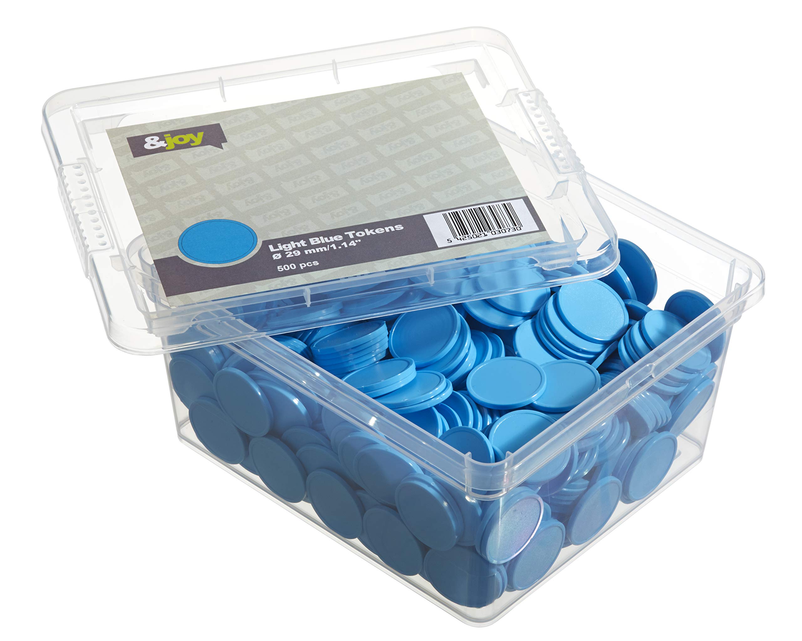 En-Joy Blank Plastic Tokens - 500 Coins - 29 mm - Light Blue
