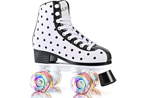 SULIFEEL Roller Skates for Girls and Women with Light up Wheels and Polka Dot Pattern, Kids and Adult Roller Sktes for Outdoor and Indoor Use