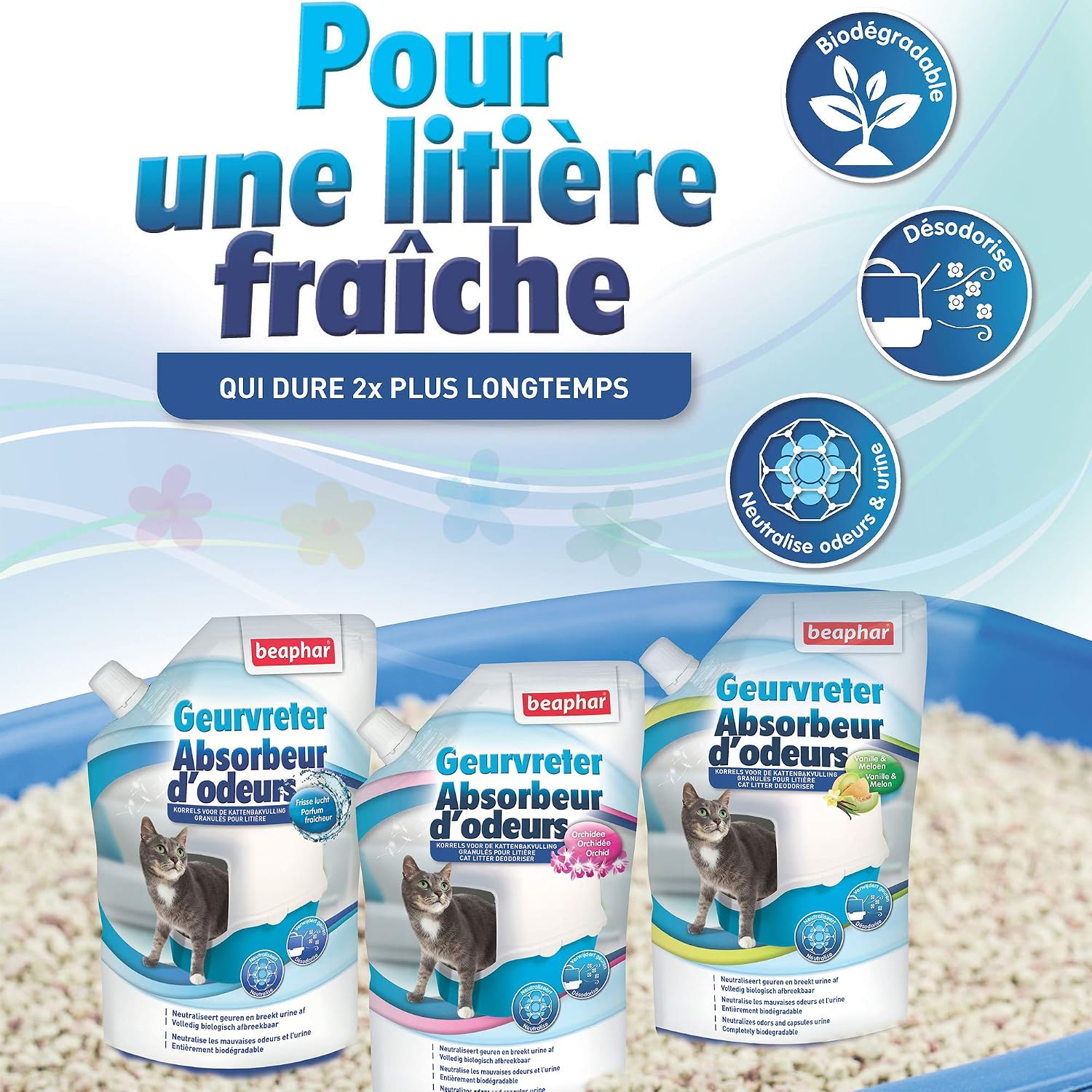 Beaphar Odour Absorber in granulated/Orchid Scent Cat Litter, 400 g, 400 g (Pack of 1) - Image 3