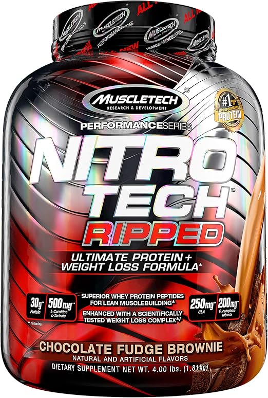 Muscletech, Nitro Tech, Ripped, Ultimate Protein + Weight Loss Formula