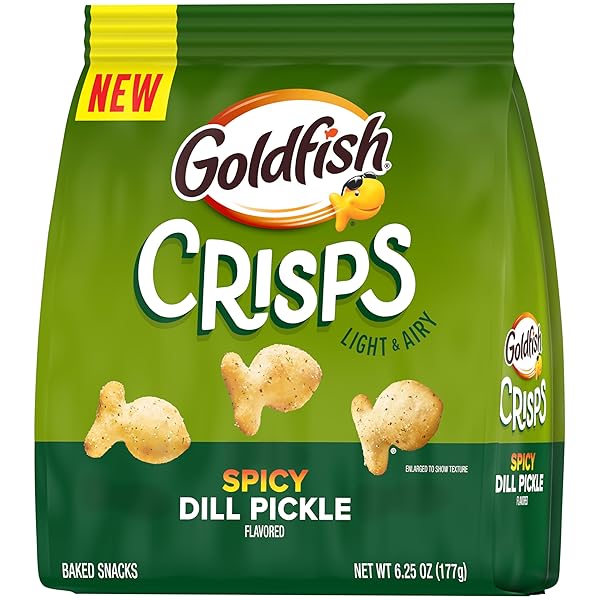 GOLDFISH CRISPS SPICY DILL PICKLE FLAVORED BAKED CHIP CRACKERS, 6.25 OZ BAG