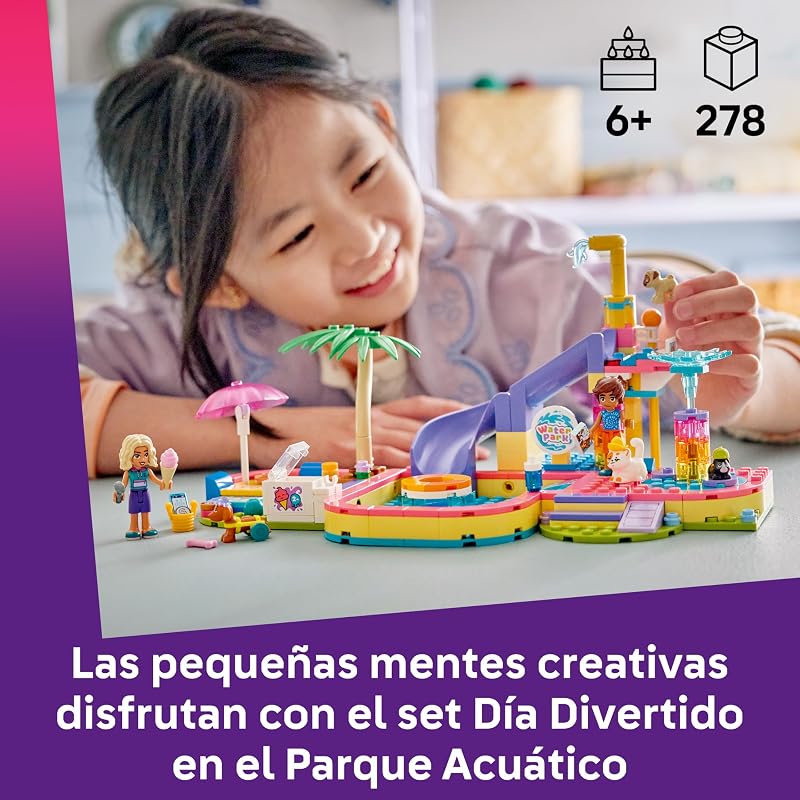 Friends Día Divertido en el Parque Acuático – Juguete en Miniatura con Tobogán, 2 Mini Muñecos, 4 Figuras de Animales y Accesorios de Mascotas – Regalo de Cumpleaños para Niñas de 6+ Años – 42676 — foto 2 de 8