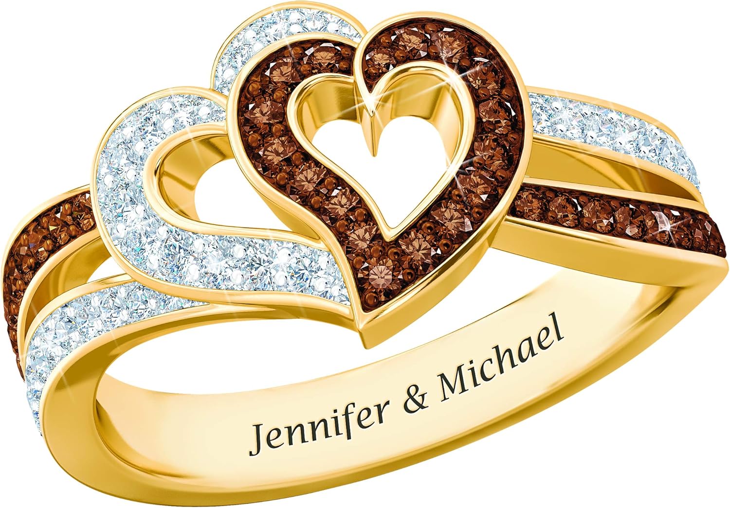 Amazon Com Two Hearts One Love Personalized Diamond Ring Size 10 1561 005 Clothing