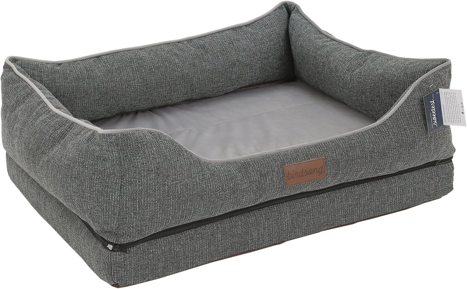 PLS Birdsong Fusion Orthopedic Dog Bed with Plush Bolster Sides, Firm Foam Dog Bed, Dog Beds for Large Dogs with Removable Cover