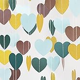 Sage-Green Gold Brown Party Decorations - 52Ff Paper Heart Streamers Gender Neutral Baby Shower Bridal Shower Garland Boho Birthday Rustic Decoration Woodland Theme Decor HongTongTong