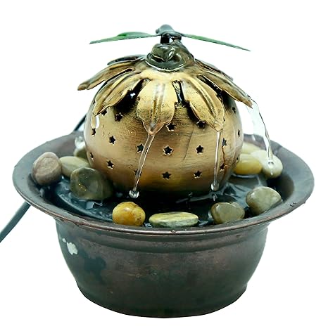Inportwala Dragonfly Metal Electronic Indoor Decorative Water Fountain for Home Decor/ Table/Office/ Living Room/ Gifts for Home Decor/ Table/Office/ Living Room/ Gifts (Dimensions: 15.5 x 15.5 x 16 cm)