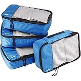 Amazon Basics Small Packing Travel Organizer Cubes Set, Blue - 4-Piece Set