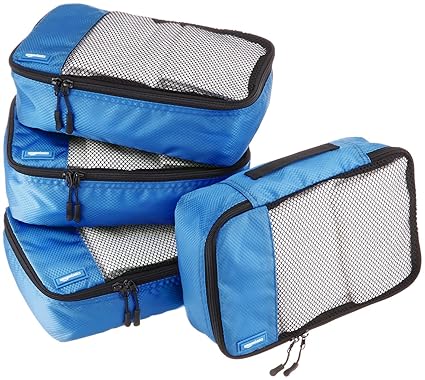 AmazonBasics Kleine Kleidertaschen, 4 Stück, Blau