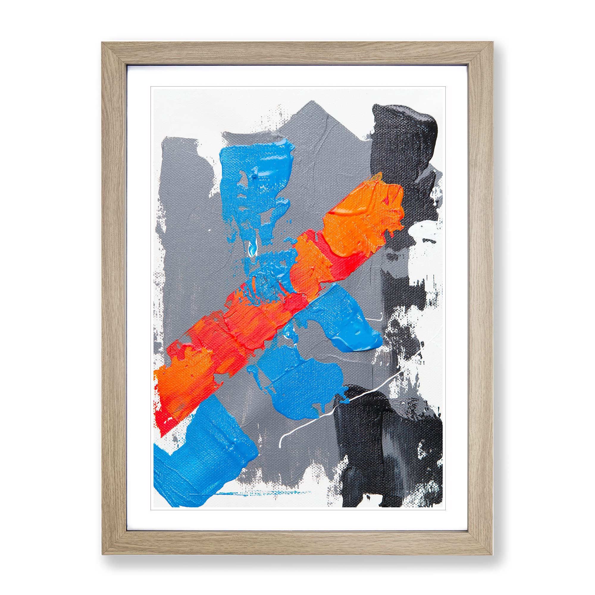 Abstract Art Painting Vol.365 By S.Johnson Modern Framed Wall Art Print, Ready to Hang Picture for Living Room Bedroom Home Office Décor, Oak A4 (34 x 25 cm)