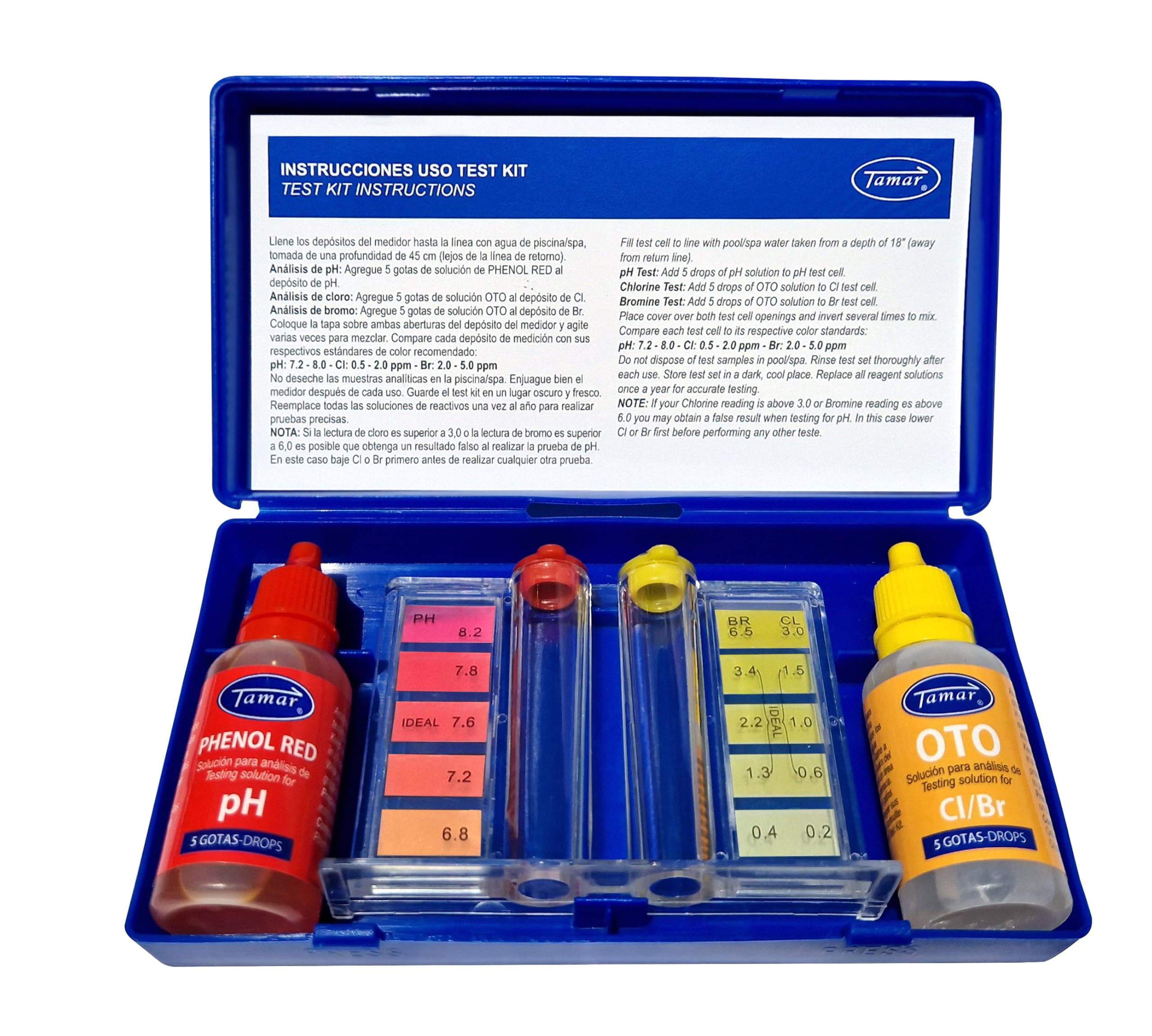 Tamar Test Kit Chlorine and pH, Pool Water Chlorine and PH Meter, Drops