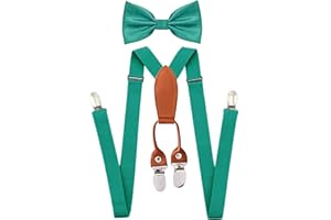 ZURLEFY Adjustable Baby Suspenders and Bow Tie Set for Boys, Bowtie and Elastic Suspenders with 4 Strong Metal Clips