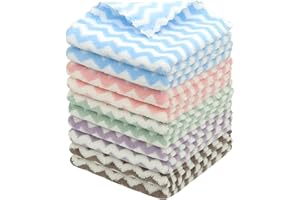HFGBLG Microfiber Cleaning Cloth Lint Free Cleaning Rags, 10 Pack Fast Drying Dish Rags for Cleaning, Super Absorbent Kitchen Dish Cloths for Wash Dishes,12 in x 12 in, Mix Color