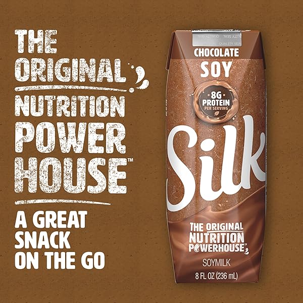 SILK SHELF-STABLE SOY MILK SINGLES, CHOCOLATE, DAIRY-FREE, VEGAN, NON-GMO PROJECT VERIFIED, 8 FL OZ (PACK OF 18)