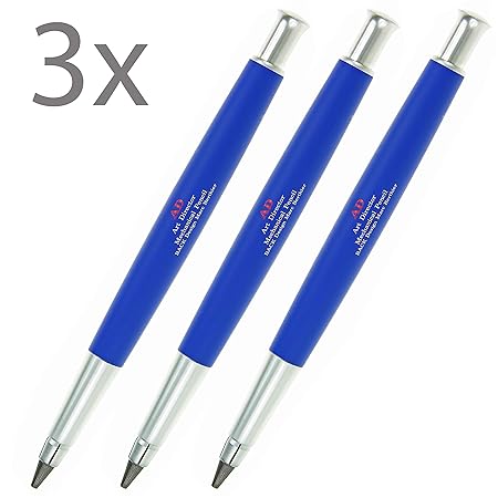 Druckbleistift 3er Set Art Director Fallbleistift auf Metal 5,6 mm mit Graphitmin, integrierter Spitzer
