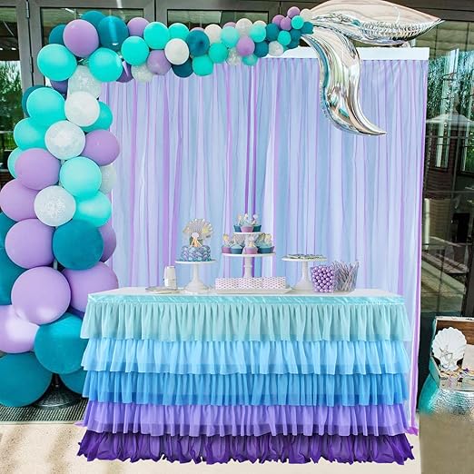 Amazon Com Mermaid Tablecloth Tulle Tutu Table Skirt For Birthday