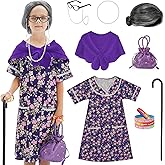 WooWee Kids Girl 100 Days of School Costume, Old Lady Costume for Kids, Halloween Cosplay Dress Up