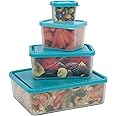 Reusable Lunch Containers - Set of 4 Microwave Safe, Meal Prep Stackable Nesting Containers, Pack Food, Snacks & Sauces in Leak Proof Compartments w/Lids, Easy to Clean, Fits in Bags & Bento Boxes
