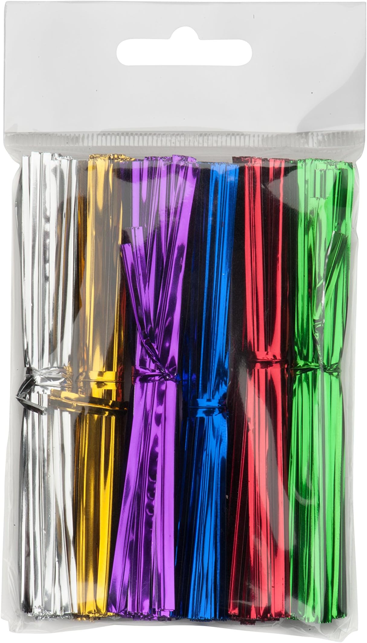 Life Solutions LSP - 600 Piece Pack of 4 Inch Metallic Twist Ties in 6 Colours for Cellophane Party and Favour Treat Bags