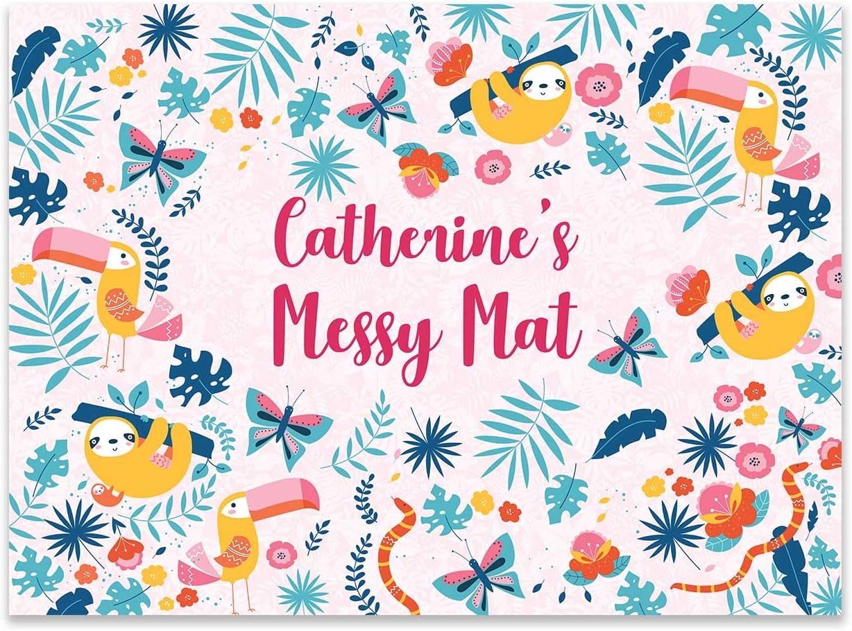 Paper Themes Play Mat Playdoh mat Kids Messy Mat Paint sheet Playdough mat Arts and crafts splash mat- Sloth and Toucan