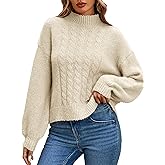 BreathSunny Womens Fall Ladies Dressy Lightweight Cable Knit Mock Neck Long Sleeve Pullover Sweater 2024