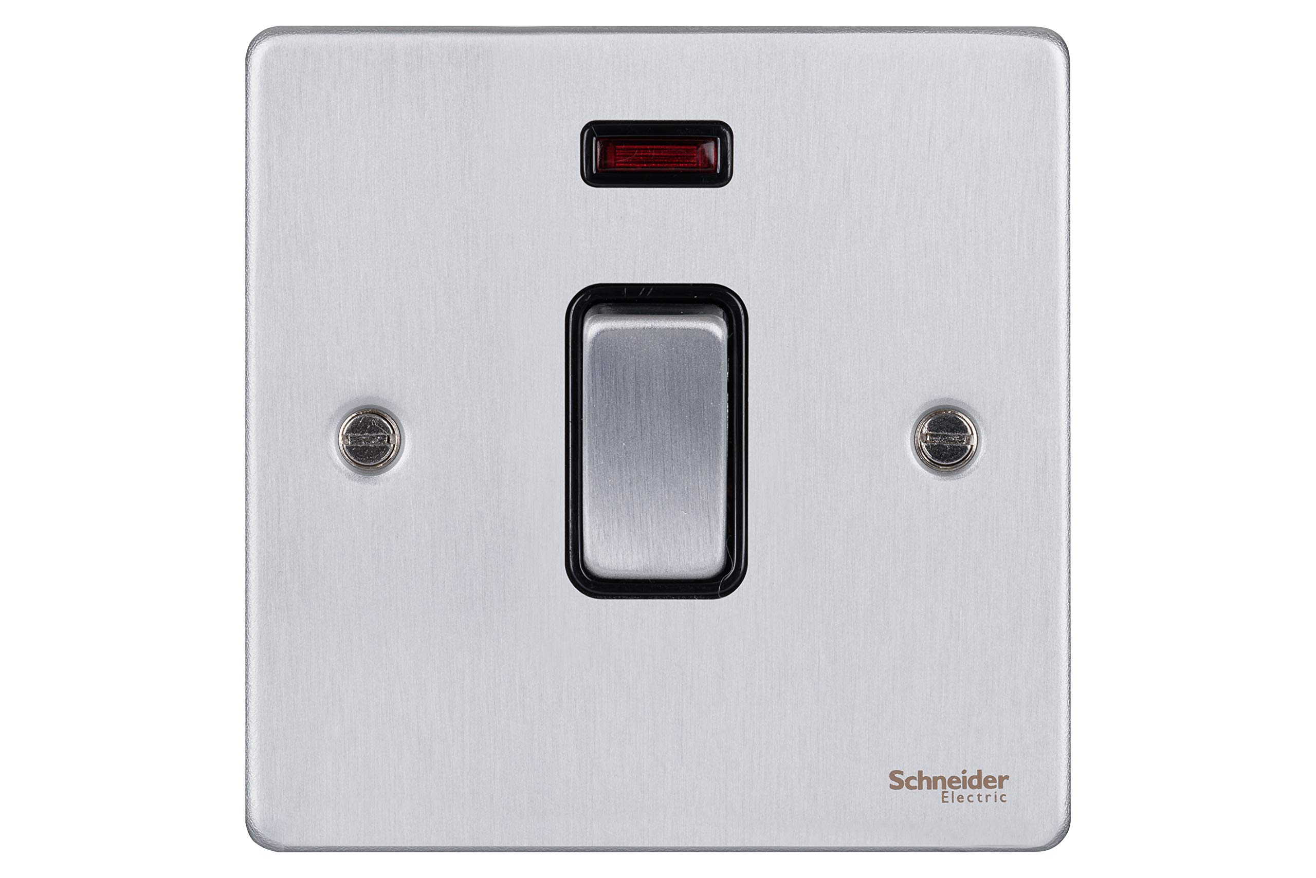 Schneider Electric GU2511BBC Ultimate Low Profile Brushed Chrome Black Insert 20AX DP Switch + neon