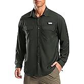 Pudolla Men's Sun Protection Fishing Shirt Lightweight Long Sleeve UPF 50+ Hiking Shirt for Men Outdoor Travel with Pockets