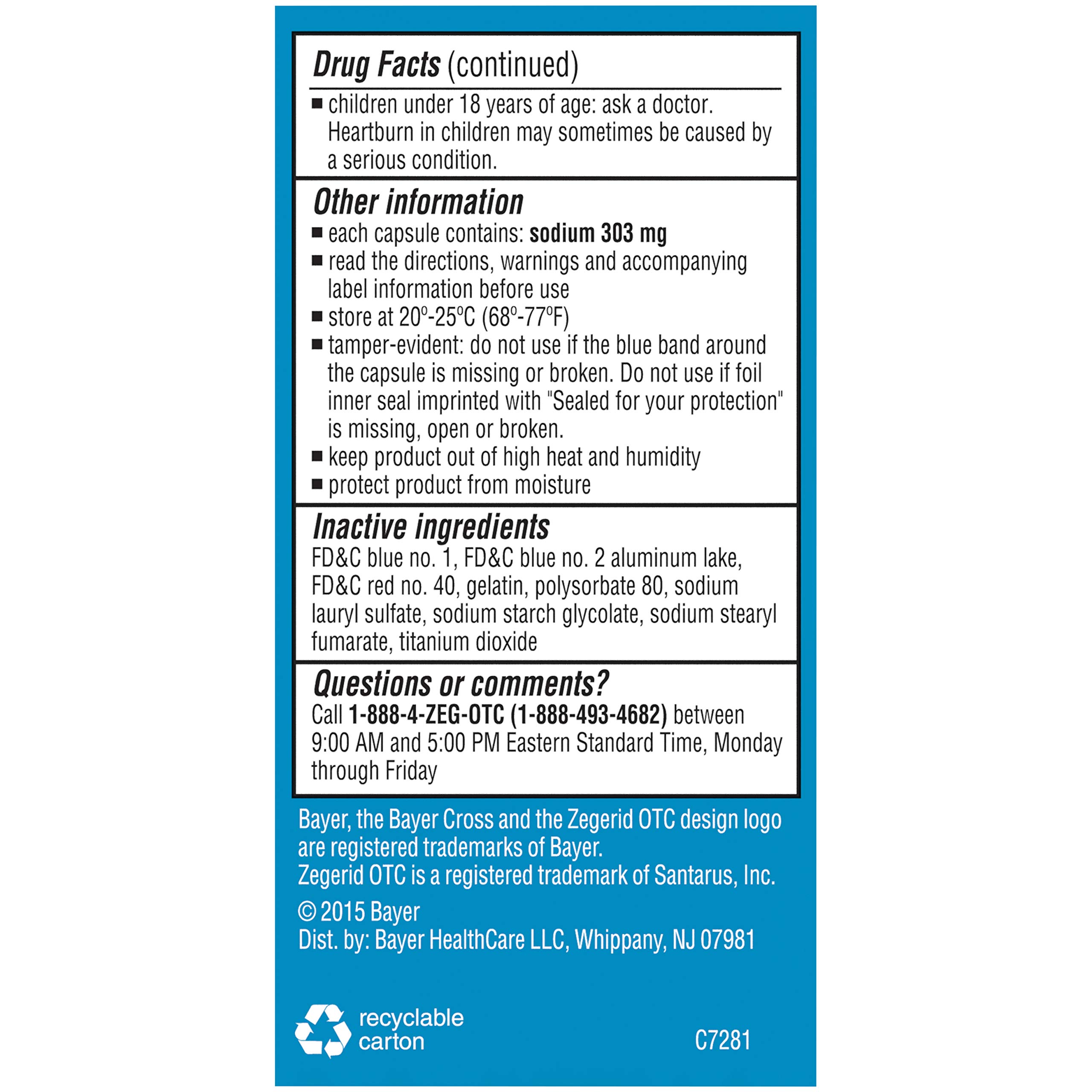 Zegerid OTC Heartburn Relief, 24 Hour Stomach Acid Reducer Proton Pump