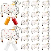 SiliFine 10 Pack Haldi Kumkum Holders Gifts Bulk with Empty Mini Glass Jar | Pichwai Cow Pasupu Sindoor Set, Haldi Kumkum Return Gift for Varalakshmi, Navratri, Diwali, Pooja, Indian Wedding, Puja