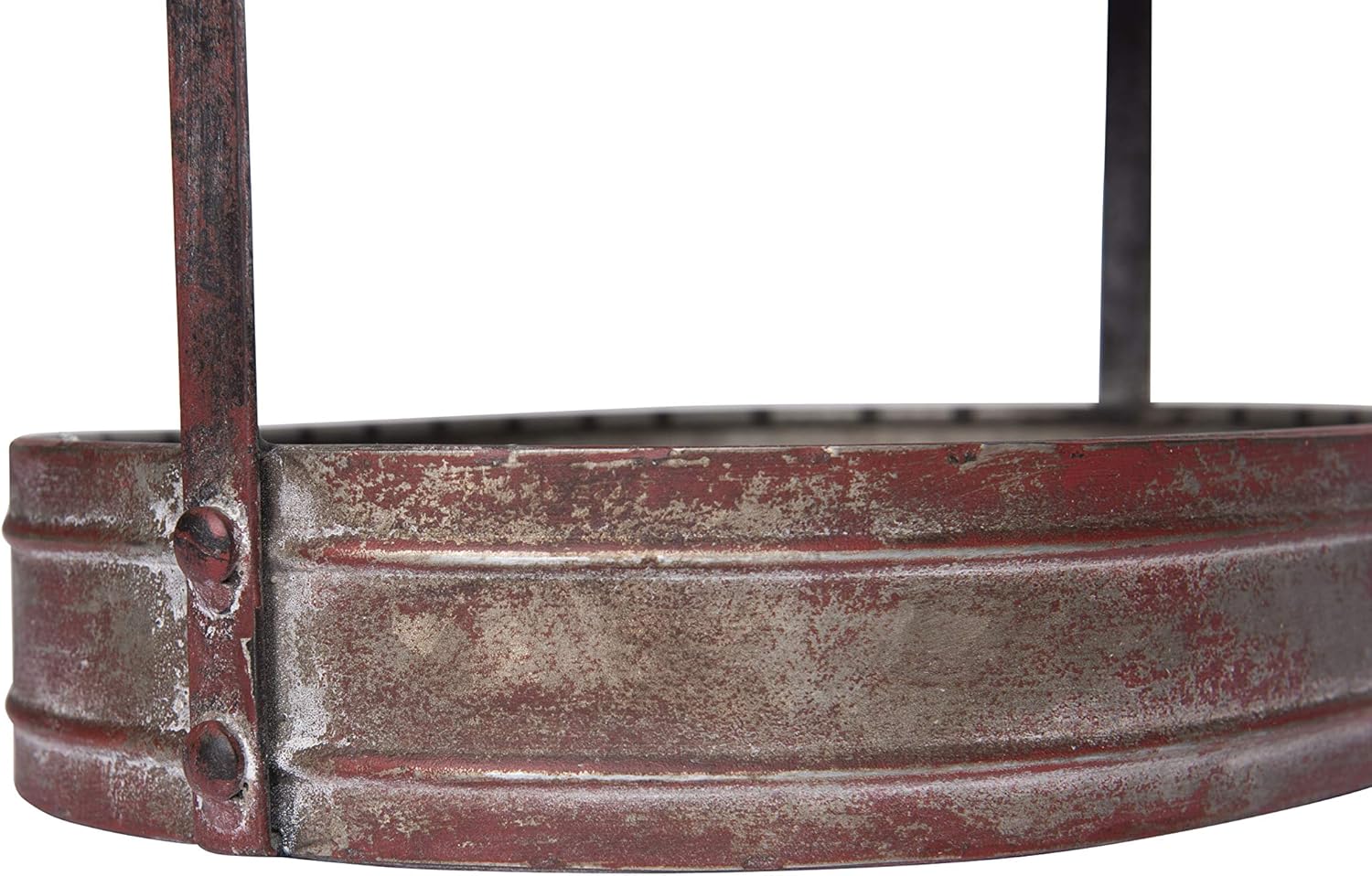 Creative Co-Op Red Metal Oval 2 Tier Tray with Handle: Home & Kitchen
