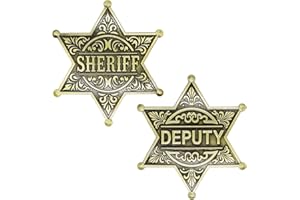 TUNGMINJ 2 Pack Sheriff Deputy Badge, Metal Sheriff Badge for Kids Adult and Girls, Western Cowboy Police Theme Party Decorations, School Carnival Prizes, Party Bag Gift Fillers
