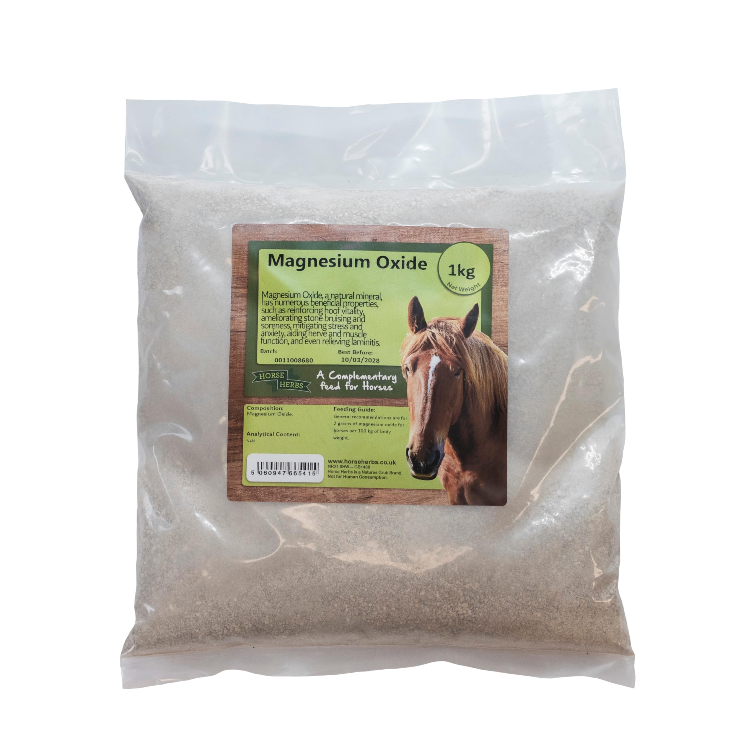 Horse Herbs Magnesium Oxide 1kg | 99% Pure Calming Supplement for Horses & Ponies, Muscle, Nerve & Hoof Health