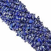 Ouubuuy Crystal Chips with Holes for Jewelery Making 5mm-8mm Natural Gemstone Beads Chips 35" (Lapis Lazuli)