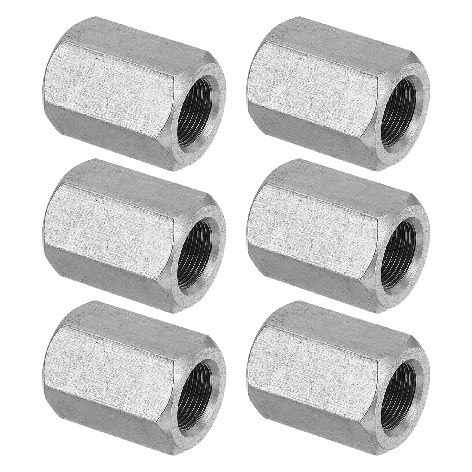 PATIKIL M14 x 1-Pitch 304 Stainless Steel Hex Coupling Nuts, 6Pcs 30mm/ 1.2" Length Fully Threaded Rod Coupling Nut Studding Connector Fasteners, Silver Tone — image 1