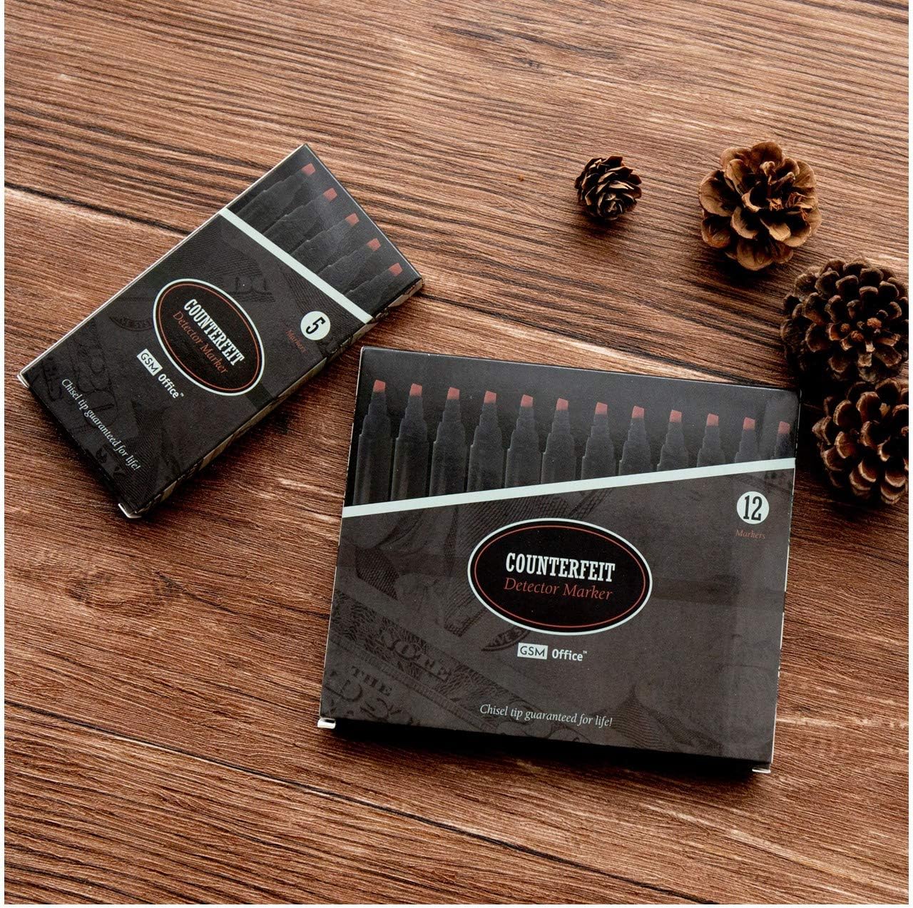 Counterfeit Money Bill Detector Pens, Markers - Detects Fake Currency - 5 Pack : Office Products