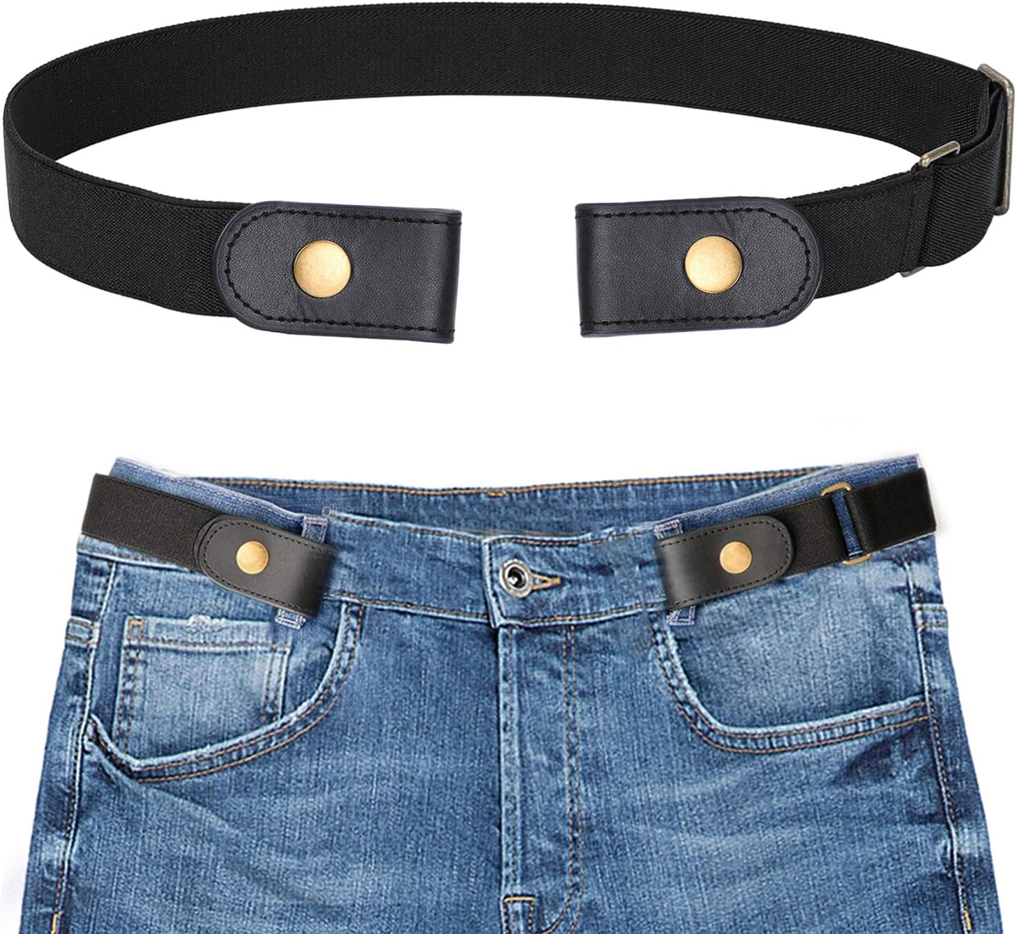 Buckle Free Stretch Belt for Men,SANSTHS Comfortable Elastic Belt for Jeans Pants 22-48 Inches Long, No Hassle Invisible Belt
