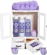 BRUBAKER 15pc Vanilla Rose Mint Bath Gift Set with Wooden Cabinet for Women view 2