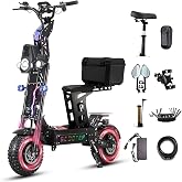 T90 Pro Electric Scooter for Adults, 10000W Dual Motor, 68 MPH Top Speed, 72V Removable Battery, 65-Mile Range, 14" Off-Road Tires, 800 lbs Capacity, Waterproof Performance Scooter with Music Light