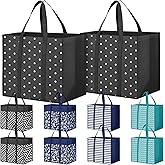 Fab totes 10 Pack Reusable Grocery Bags 35L Large Capacity Reusable Shopping Bags for Groceries Heavy Duty Waterproof Tote Bags for Shopping and Picnic
