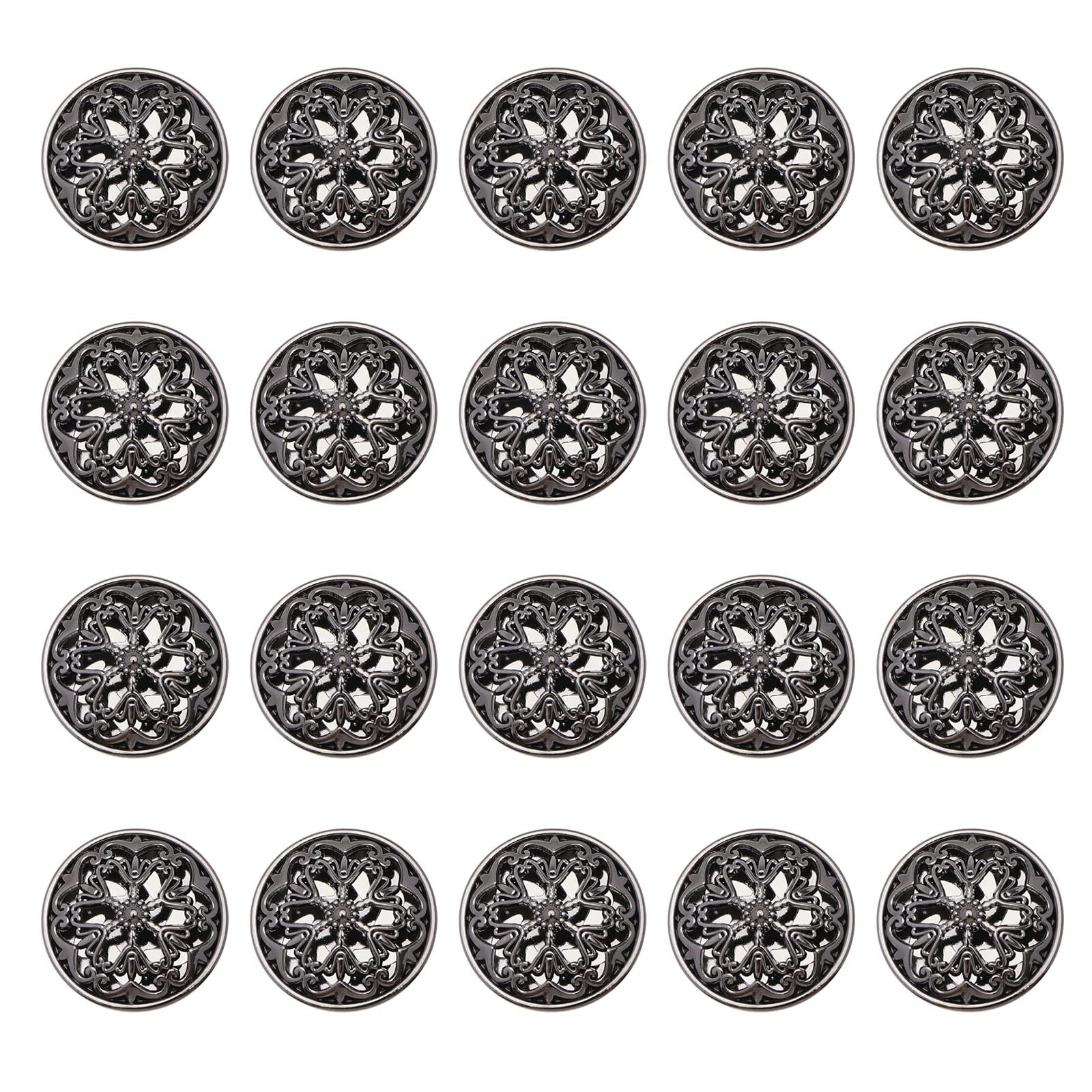 VGOL 20pcs Clothes Button 25mm Fashion Hollow Flower Alloy Round Shaped Sewing Button for Men Women Blazer Coat Uniform Shirt and Jacket Black