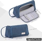 EASTHILL Large Pencil Case 21x11x8.5 cm Double Zip Blue High Capacity Storage view 4