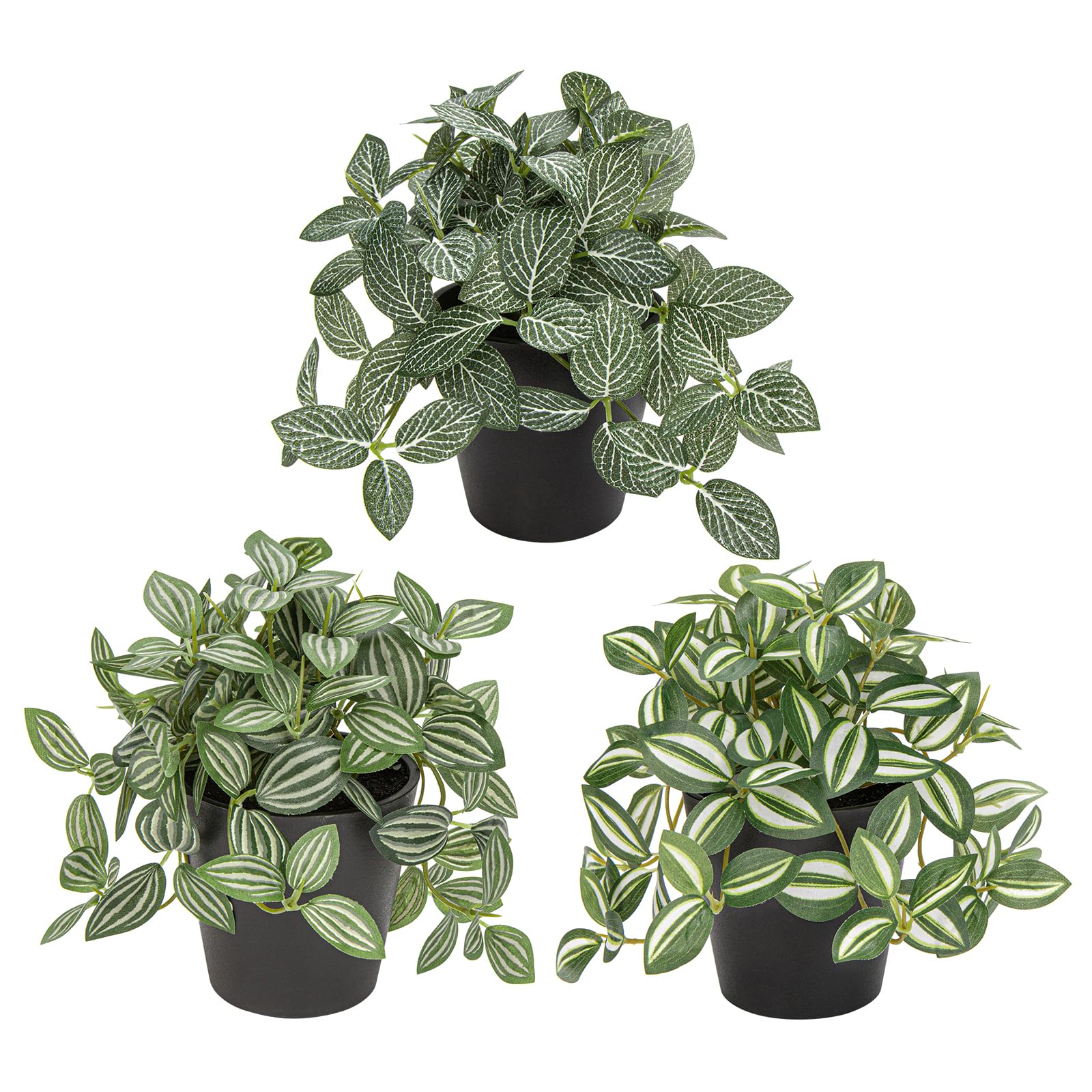 Oairse Small Artificial Plants Indoor in Pot Set of 3 Decorative Fake Plants Realistic Faux Plant Potted for Home Aesthetic Living Room Bathroom Desk Shelf Office Decoration